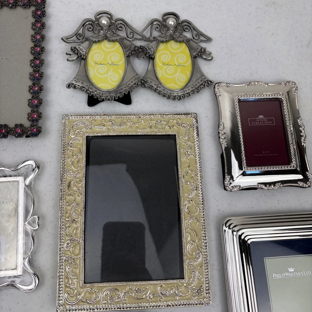 8pc‎ Small Gallery Picture Frame Lot Philip Whitney Milson Silver Floral Angel